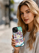 The Dreamy Cloud House City iPhone 14 Plus case presentation