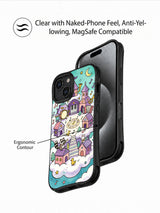 Colorful cloud city iPhone 14 Plus case side view
