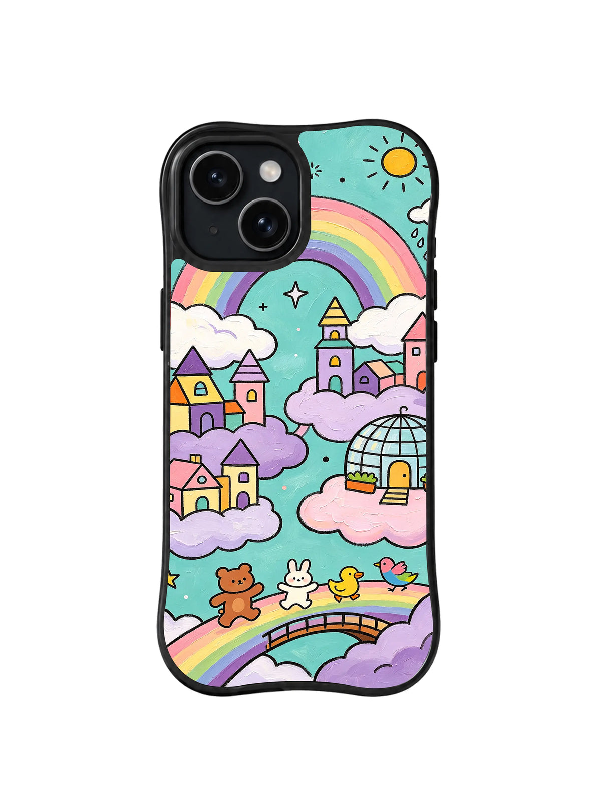 Rainbow Bridge Dreamers pattern on iPhone 14 Plus case