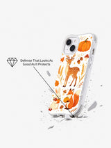Dreamy Fawn Pumpkin Patch: Tanıtım çiziminde kırık parçaların üzerinde açılı desenli kılıf.