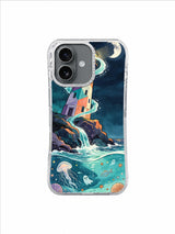 Eclipse Beacon iPhone 17 case — moonlit lighthouse and spectral tide artwork 1