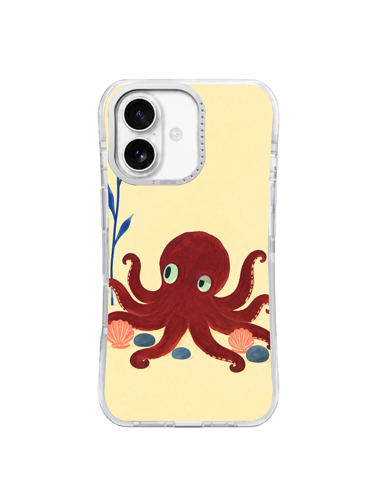 Eight Arms, One Pause iPhone 17 Case hero with crimson octopus artwork