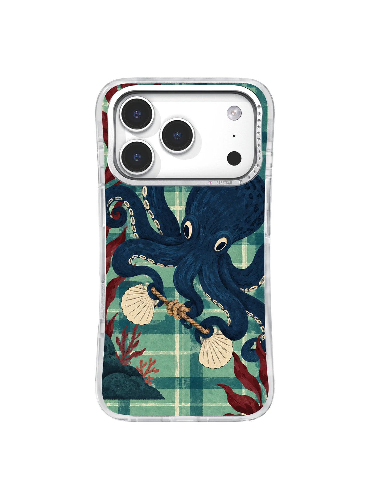 Octopus rope knot framed by red seaweed iPhone 17 Pro case pattern four