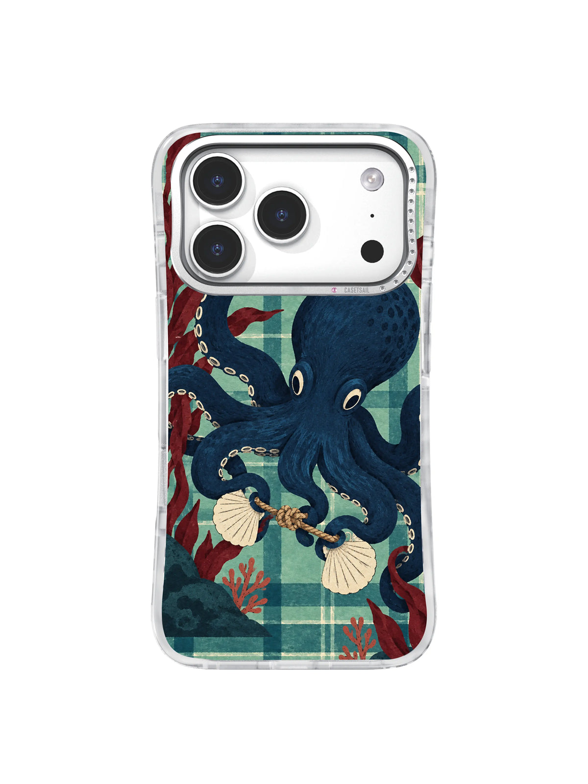 Coastal octopus promise scene with two shells iPhone 17 Pro case pattern five