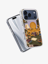Angled front and back view of the Eight Hands, One Book black phone case