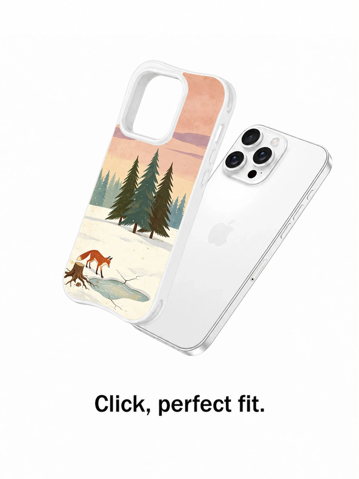 Frozen Hollow Fox: Illustrated case separated from a rear-facing phone.