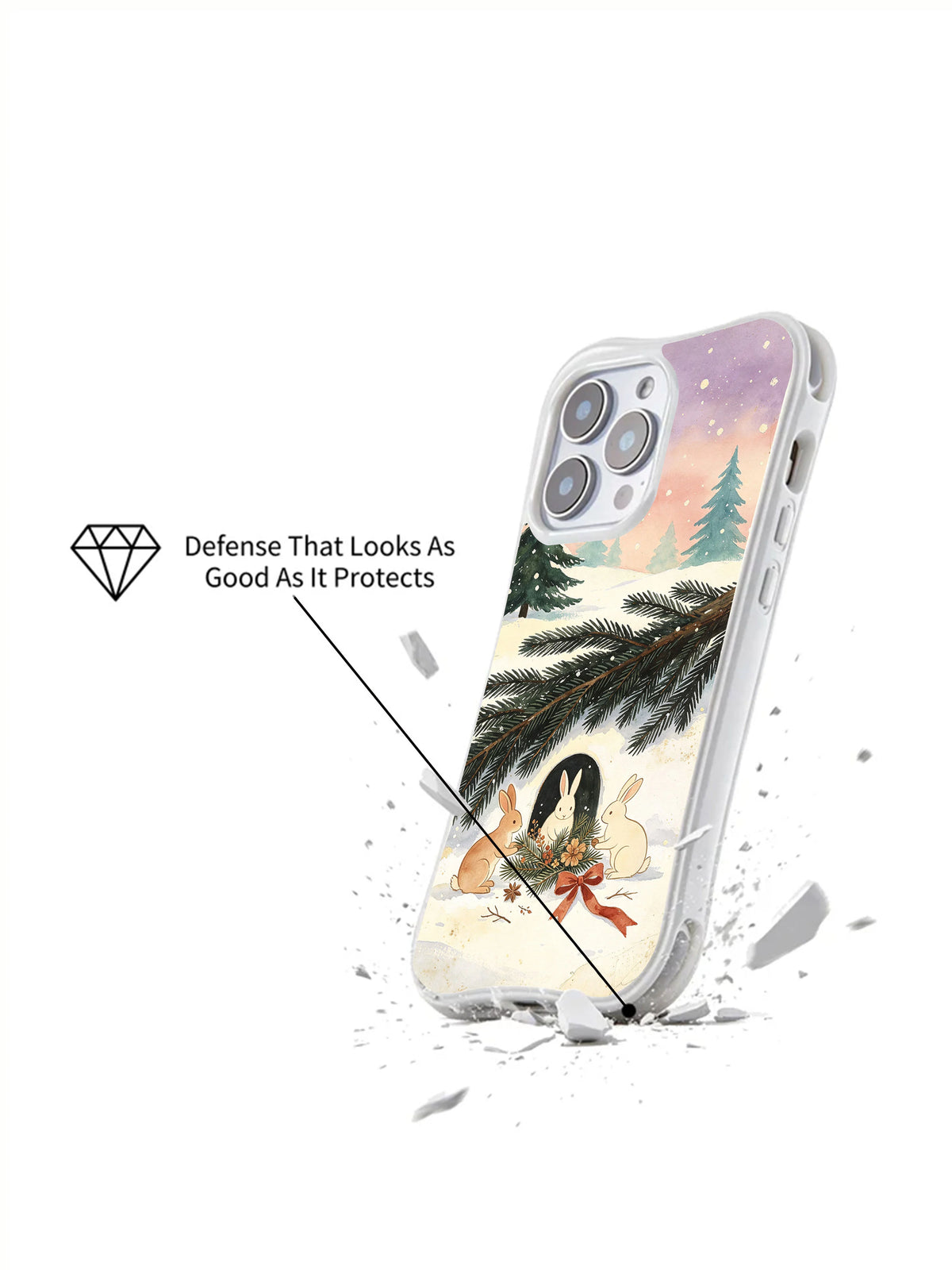 Little Pine Shelter: Angled illustrated case above a cracked-surface graphic.