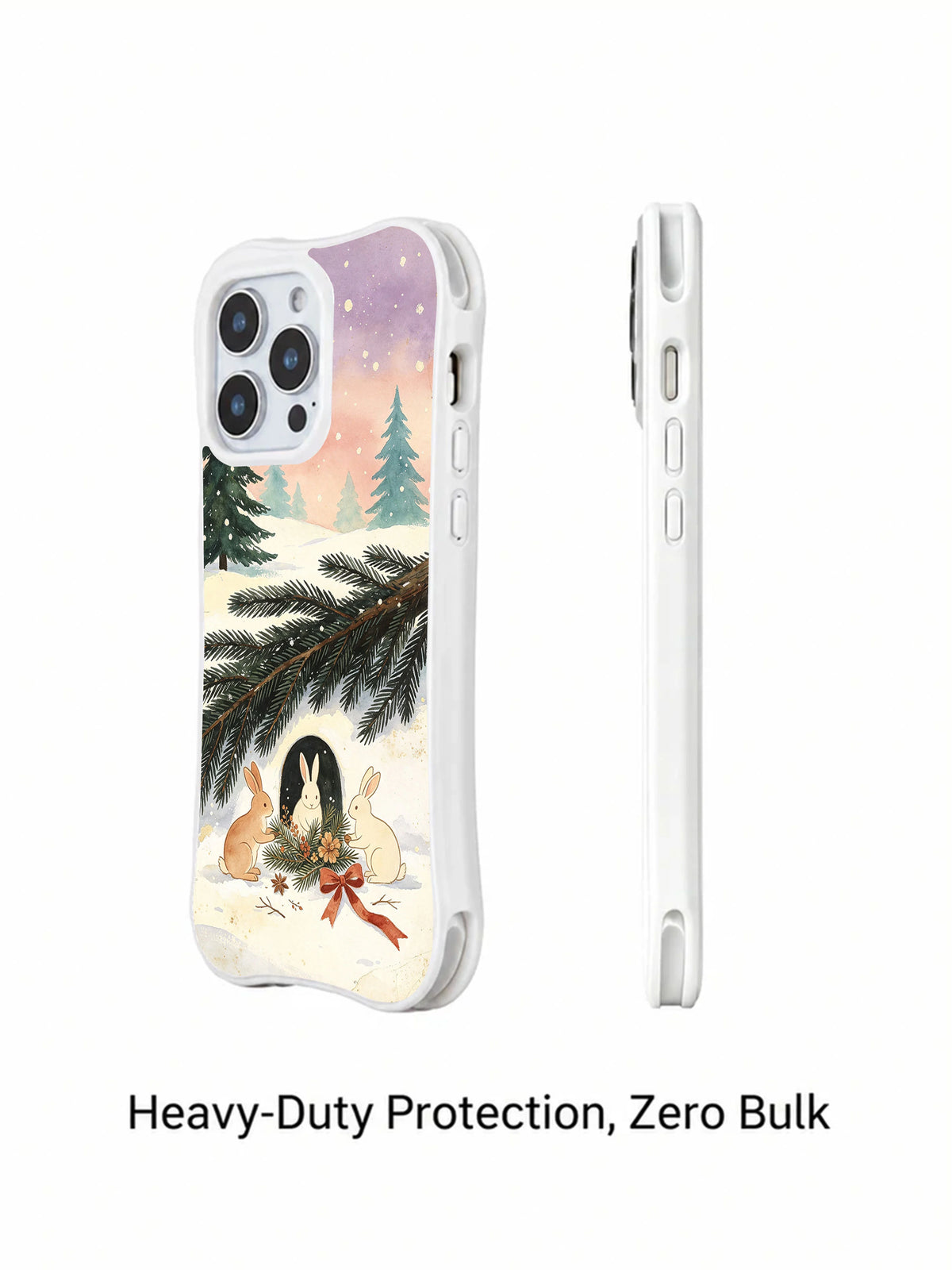 Little Pine Shelter: Rear and slim side views of the illustrated case.