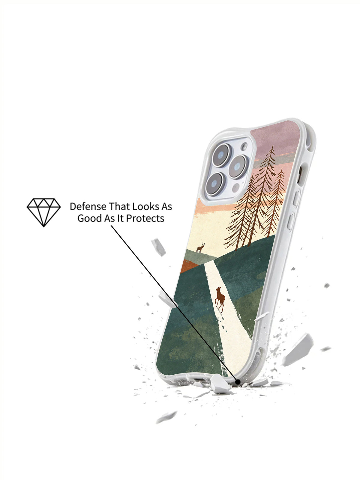 Moonpass Young Elk: Angled illustrated case above a cracked-surface graphic.