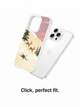Reindeer Race: Illustrated case separated from a rear-facing phone.