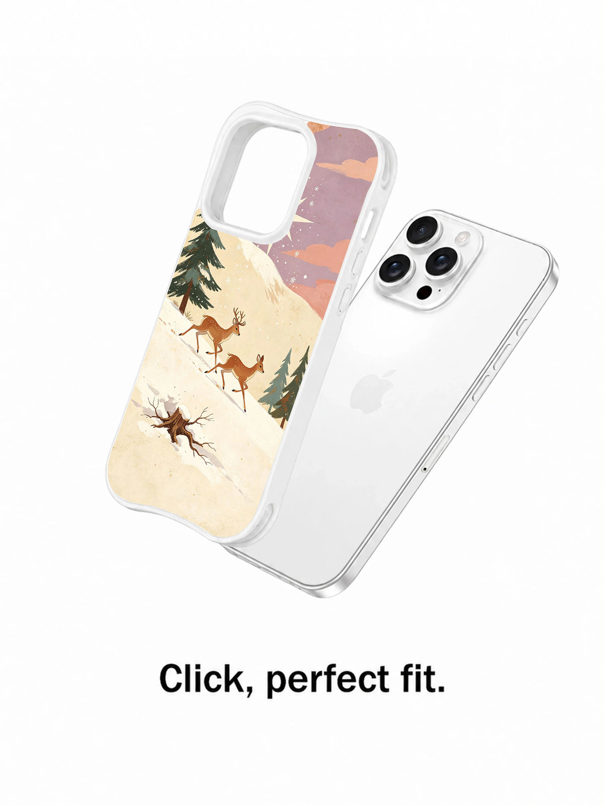 Reindeer Race: Illustrated case separated from a rear-facing phone.