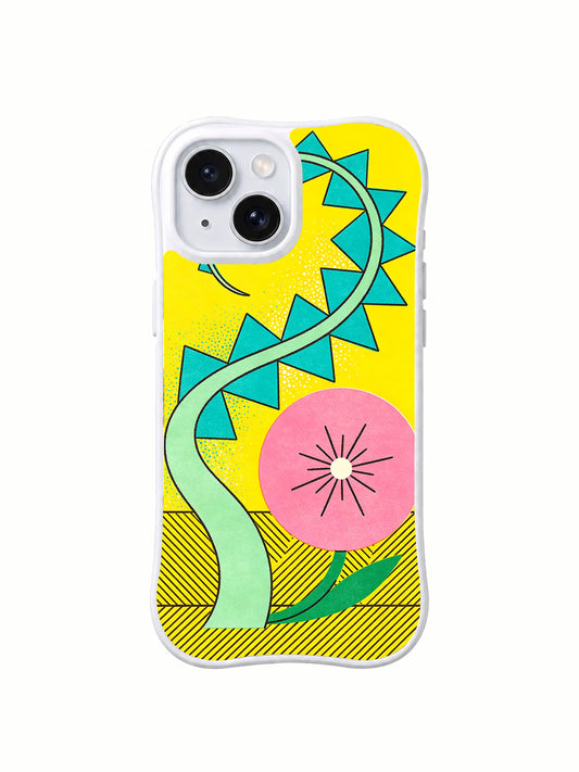 Electric Bloom Geometry iPhone 15 case floral geometric art front view