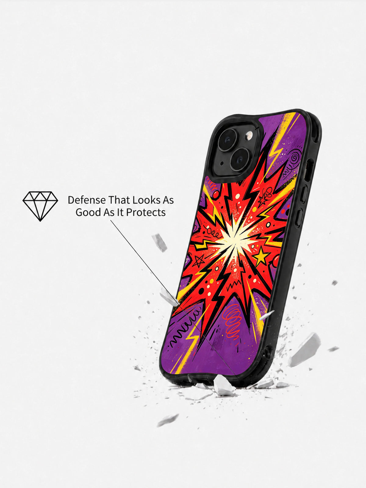 Colorful graffiti art iPhone 15 Plus case side view