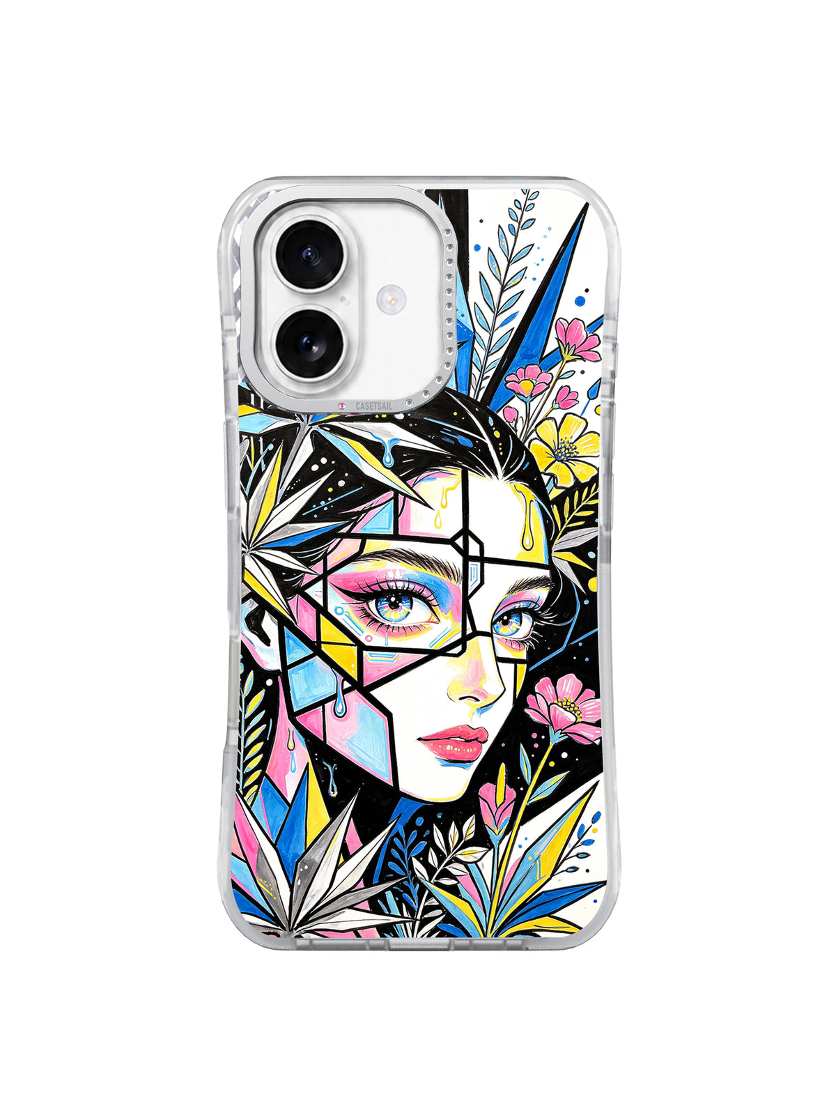 Electric Garden colorful floral portrait iPhone 17 case front view