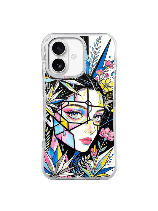 Electric Garden colorful floral portrait iPhone 17 case front view