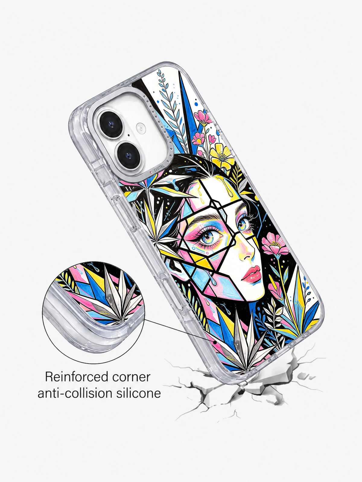 Electric Garden abstract portrait phone case lifestyle angle