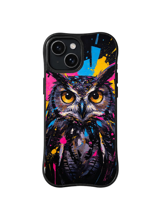 Neon Wisdom Watch colorful owl iPhone 15 Plus case