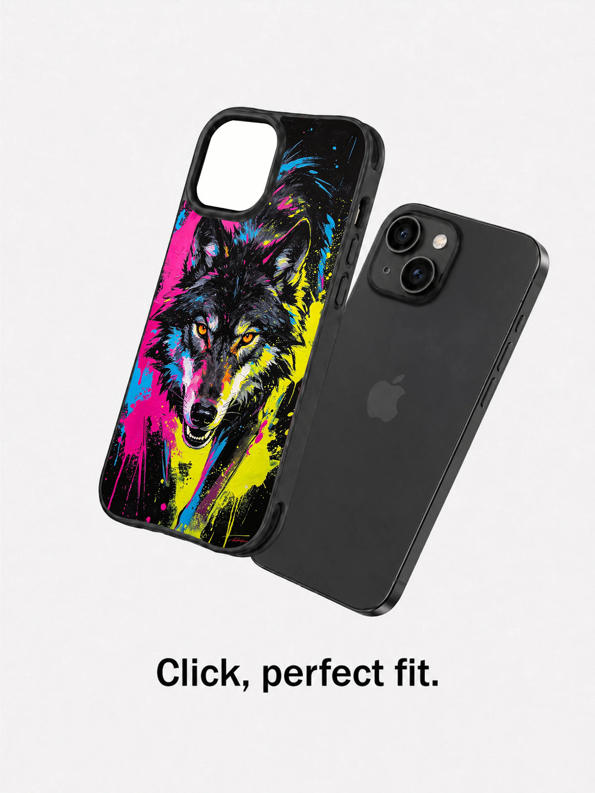Electric Wolf Spirit neon wolf case detail view