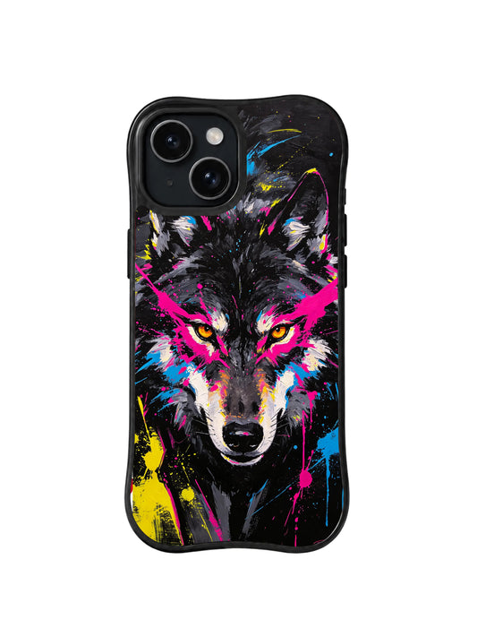 Neon Wolf Ambush colorful wolf iPhone 15 Plus case