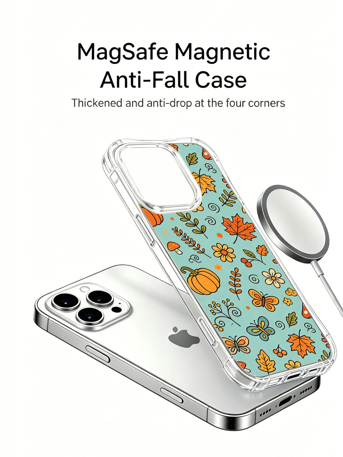 Autumn Butterfly Meadow: dairesel halka şemasının yanında desenli telefon kılıfı.