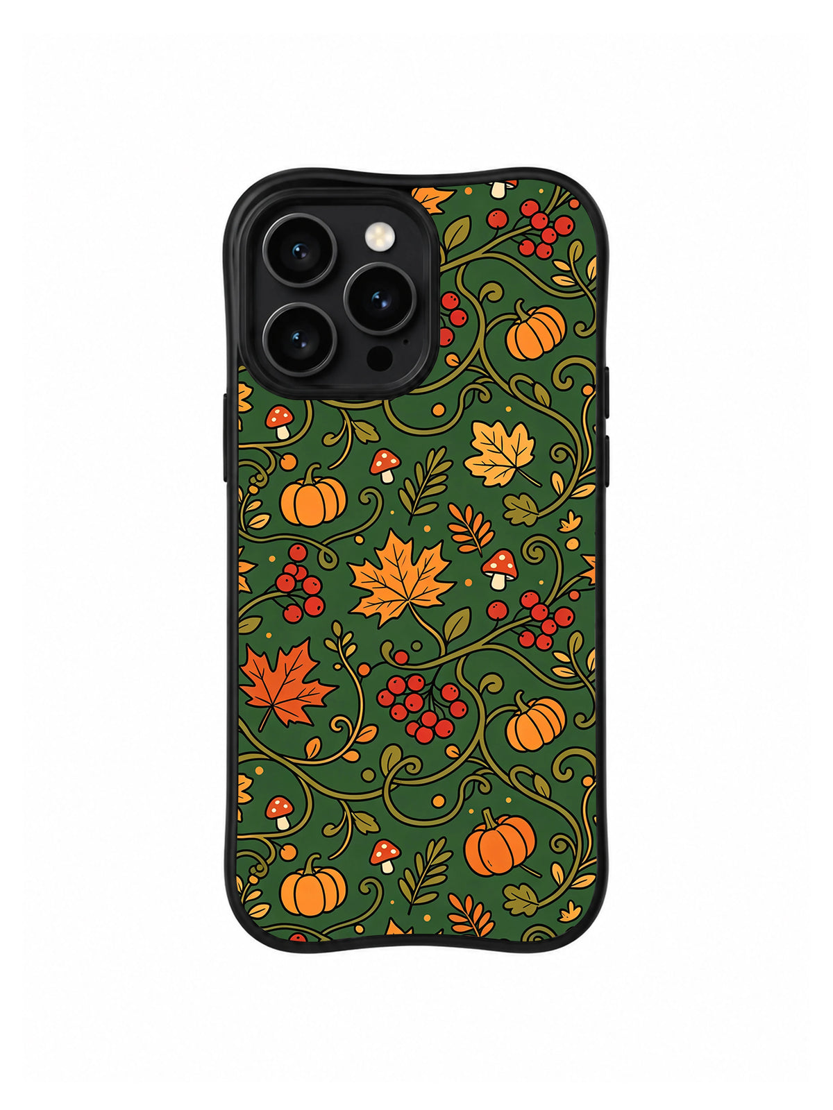 Rear artwork view of Autumn Berry Vine Tapestry phone case.