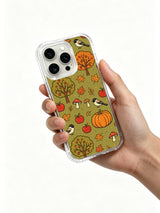 Chickadee pumpkin orchard iPhone 14 Pro case hand view