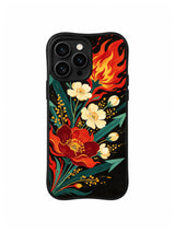 Crimson Ember Garden pattern on iPhone 15 Pro case