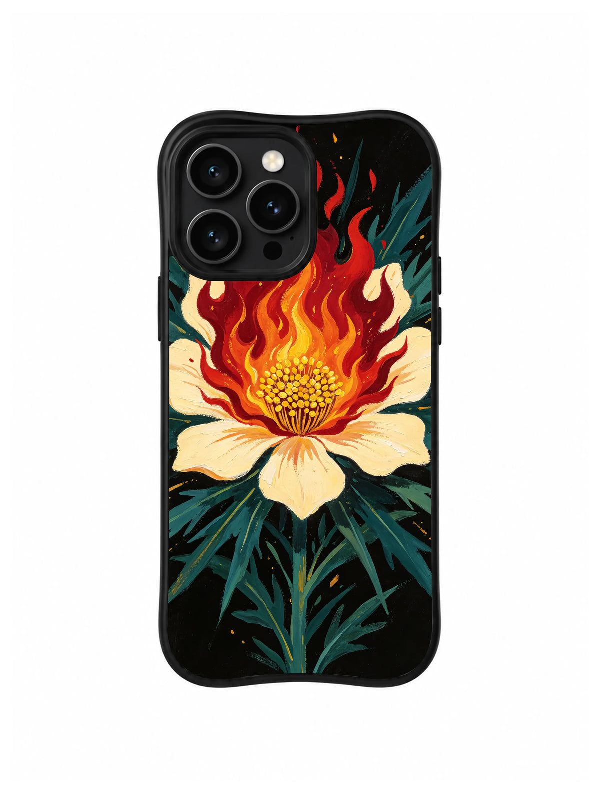 Ivory Ember Blossom pattern on iPhone 15 Pro case