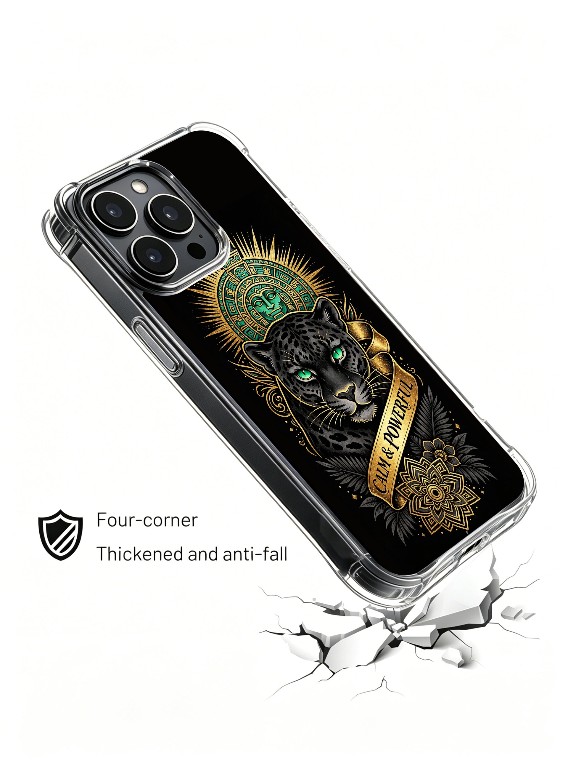Emerald summit totem jaguar PhoneCasing, premium iPhone 14 Plus Case, shockproof full coverage protective phone casing.
