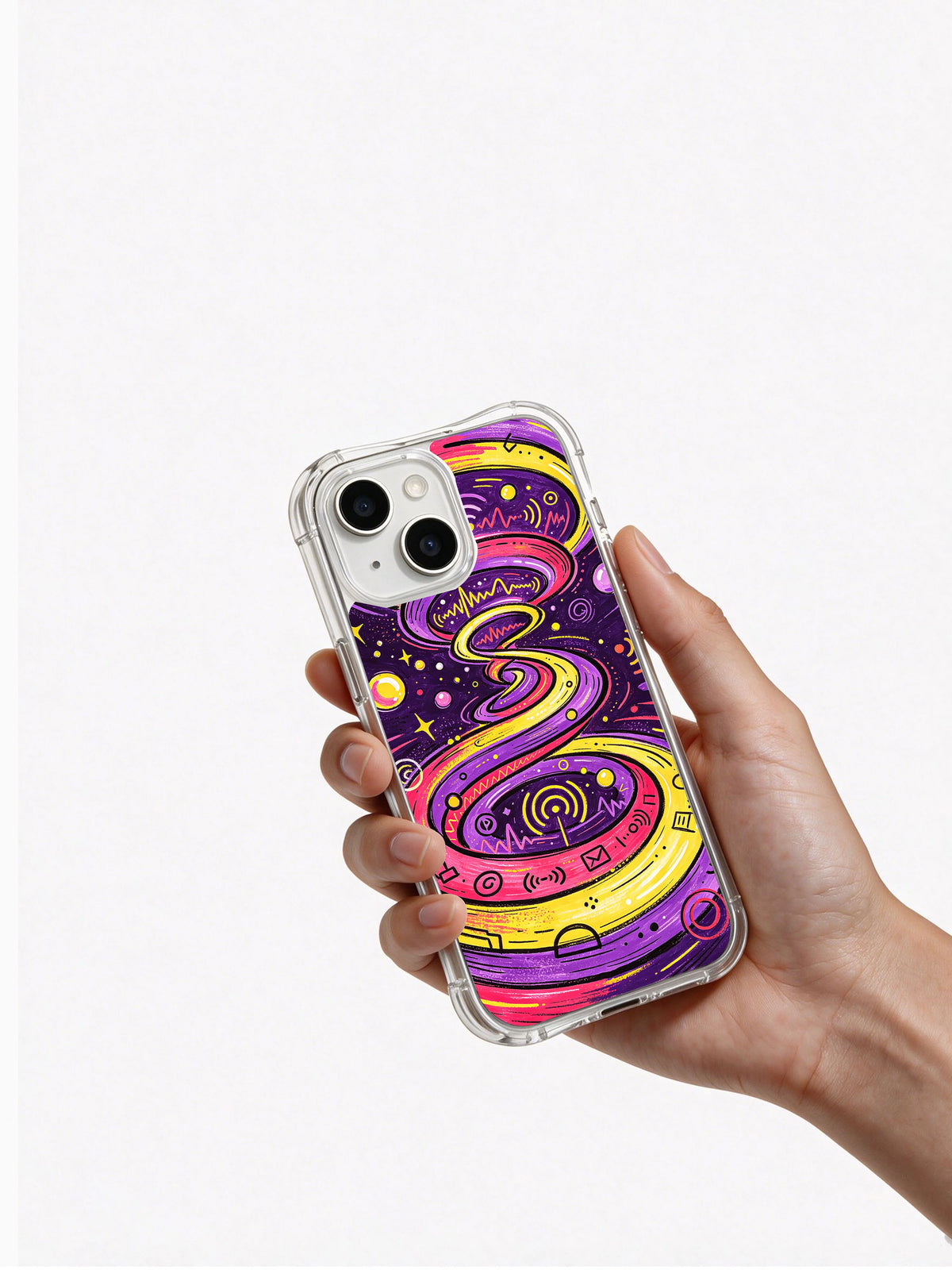 Emotion Radio Waves iPhone 15 Plus case lifestyle view