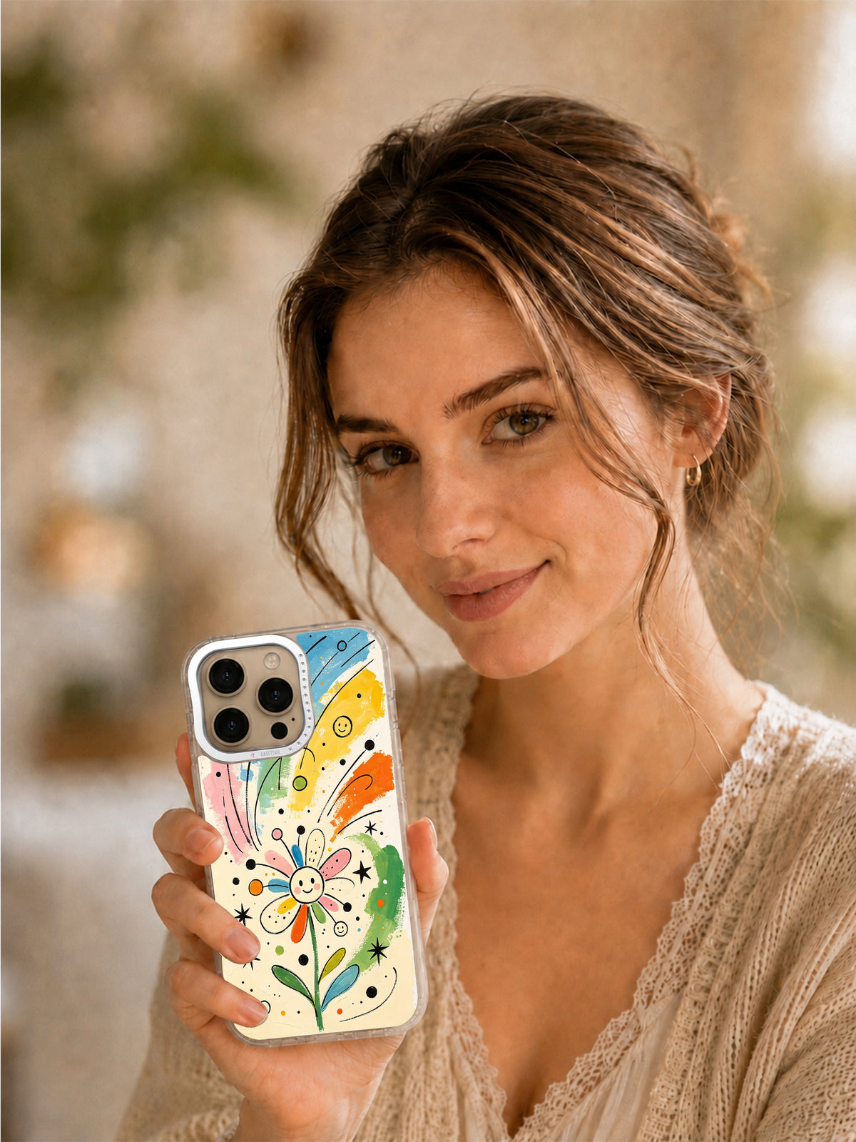 Emotion Universe artist-designed iPhone 16 Pro case lifestyle view