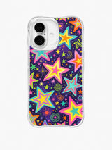 Infinite Neon Star Field: Multicolor stars repeat densely with small cosmic marks.