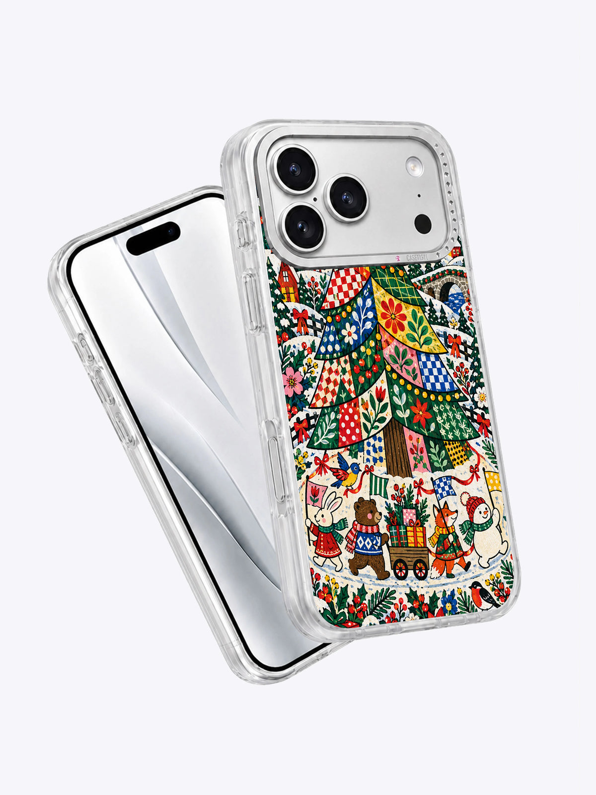 Evergreen Patchwork Parade iPhone case angled view