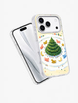 Angled view of the Evergreen Story Carousel iPhone 17 Pro case