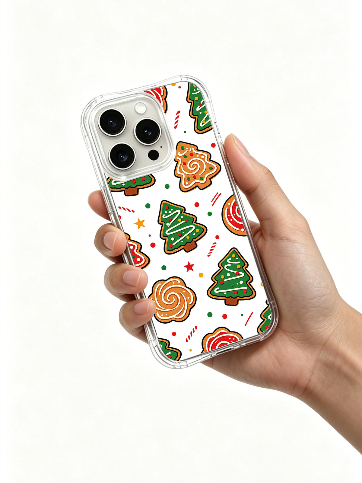 Evergreen Sugar Charm iPhone 13 Pro case held in hand