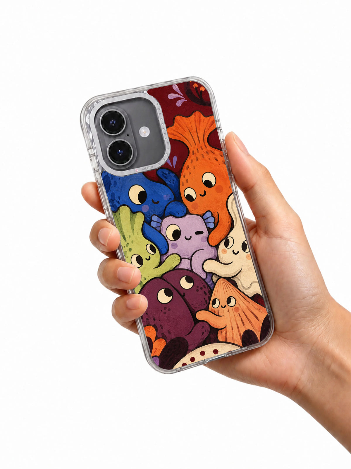 Every Kind of Odd Belongs iPhone 17 case held in hand