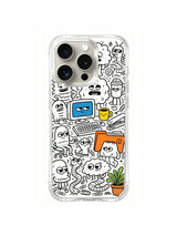Relaxed tired office monster crew artwork iPhone 15 pro Case, US-sourced premium phone casing, minimalist doodle art phone cover designed by PhoneCasing.