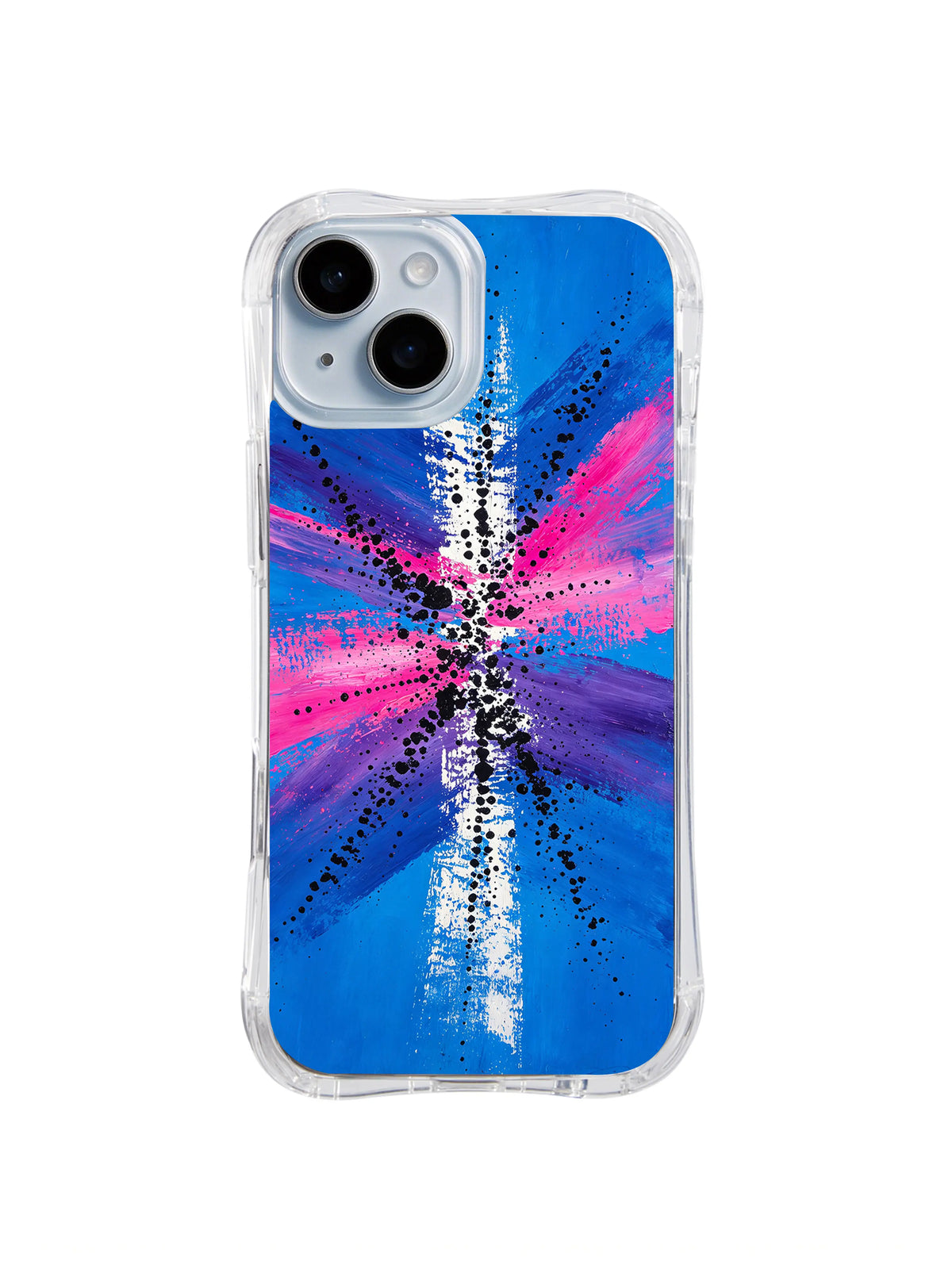 Horizon Crossfire blue pink abstract iPhone 15 Plus case by Zara Vexley