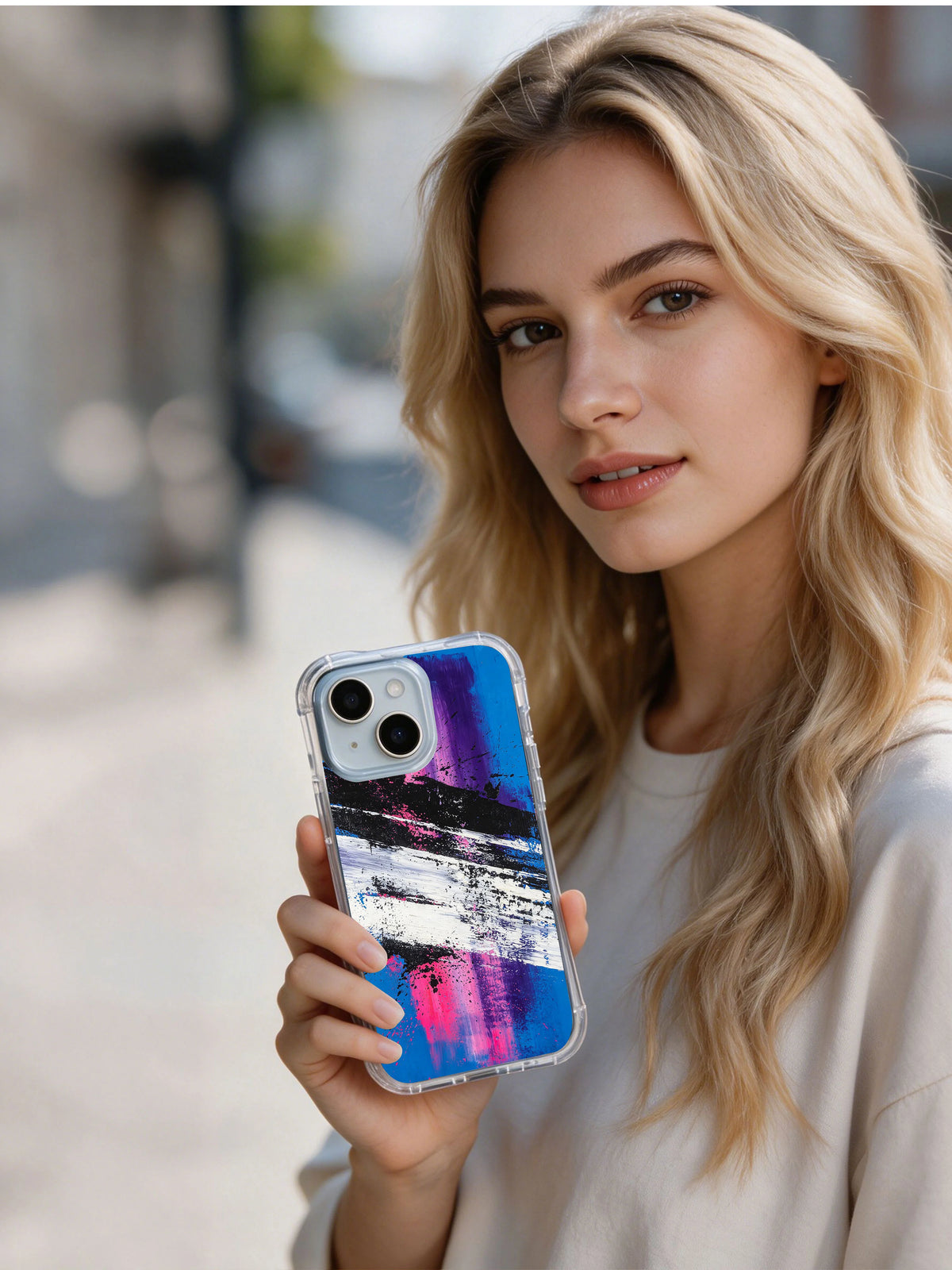 Final Horizon iPhone 15 Plus case lifestyle view