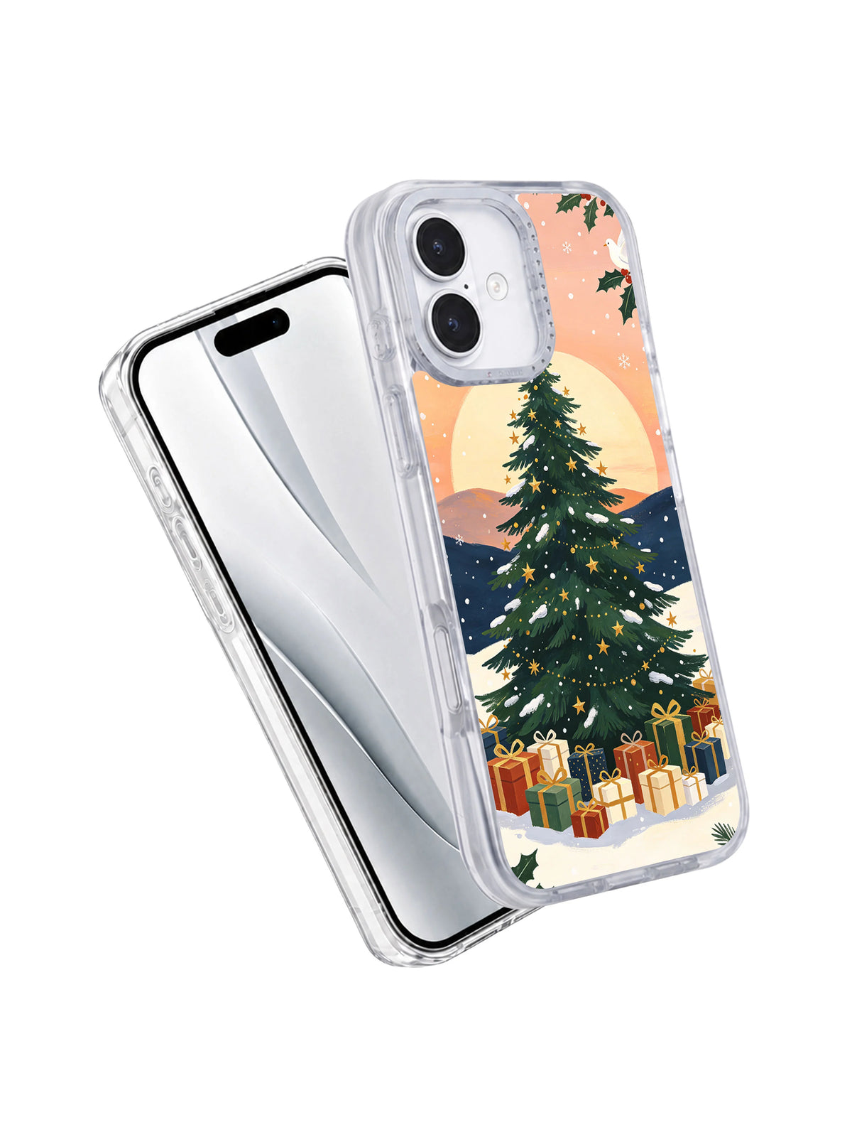 Angled view of The First Gift Under Dawn iPhone 17 case