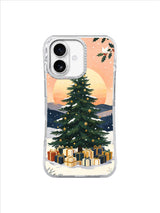 Golden Horizon Fir artwork on a clear iPhone 17 case