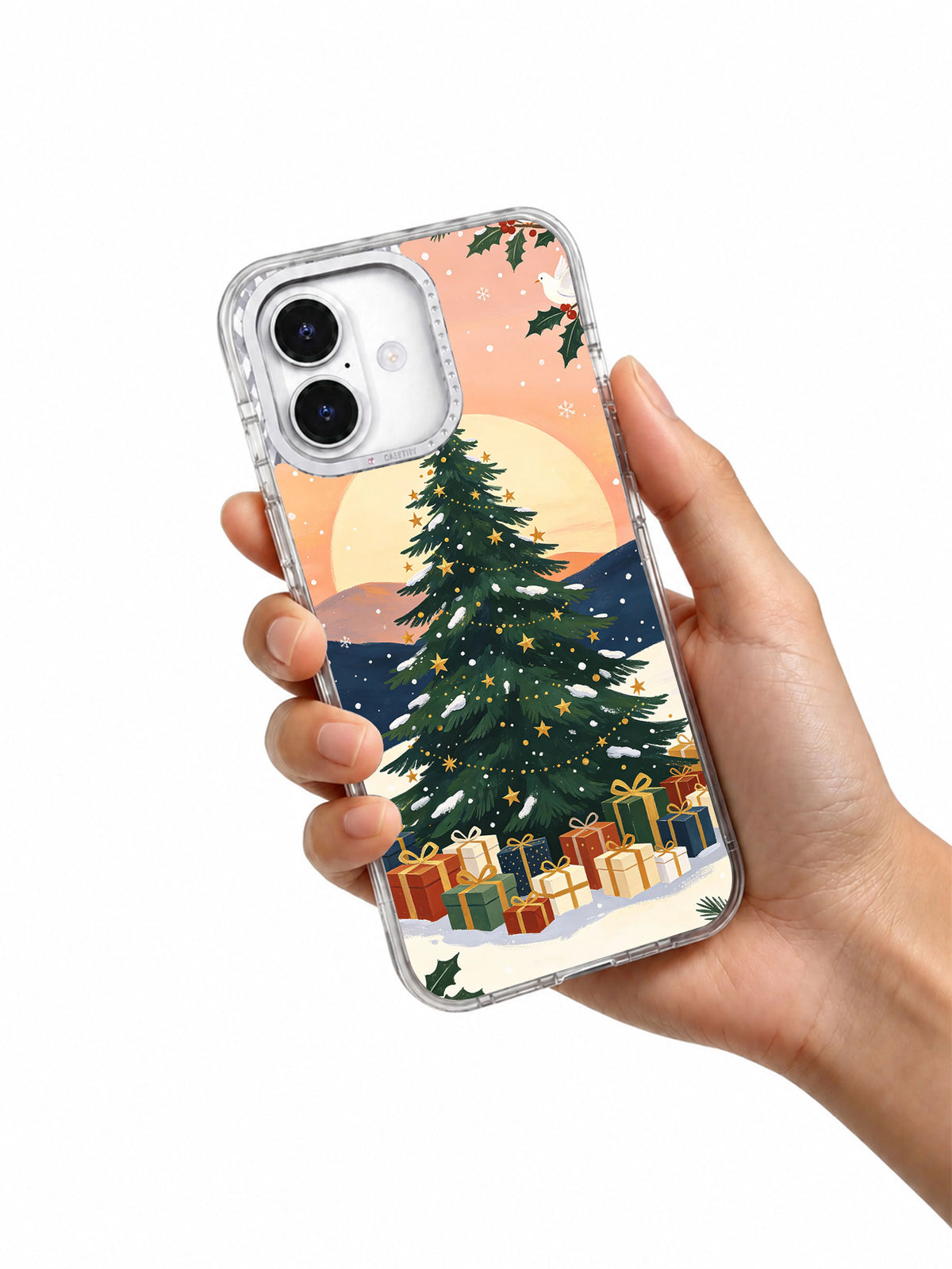 The First Gift Under Dawn iPhone 17 case held in hand