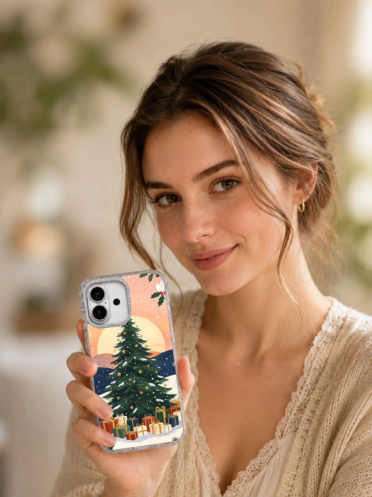 Sunrise lifestyle view of The First Gift Under Dawn iPhone 17 case