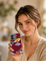 Lifestyle portrait holding Fish Delivers a Thundercloud illustrated iPhone case