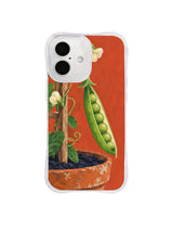 Potward Path pea vine and dark soil artwork on a transparent iPhone case