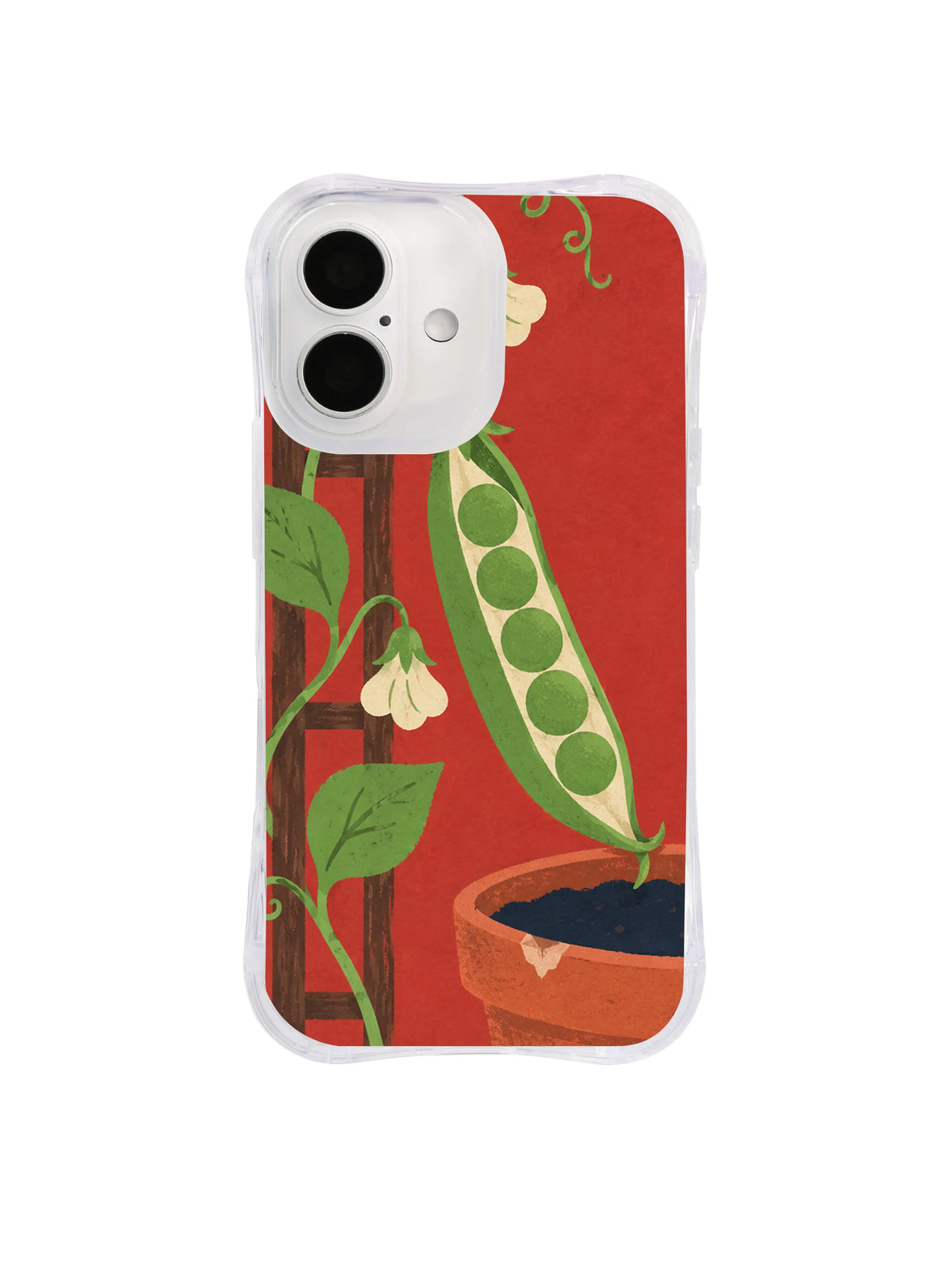 Ready Together five peas and flower vine artwork on a transparent iPhone case