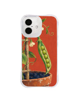 Waiting Wind five peas beside a garden pot on a transparent iPhone case