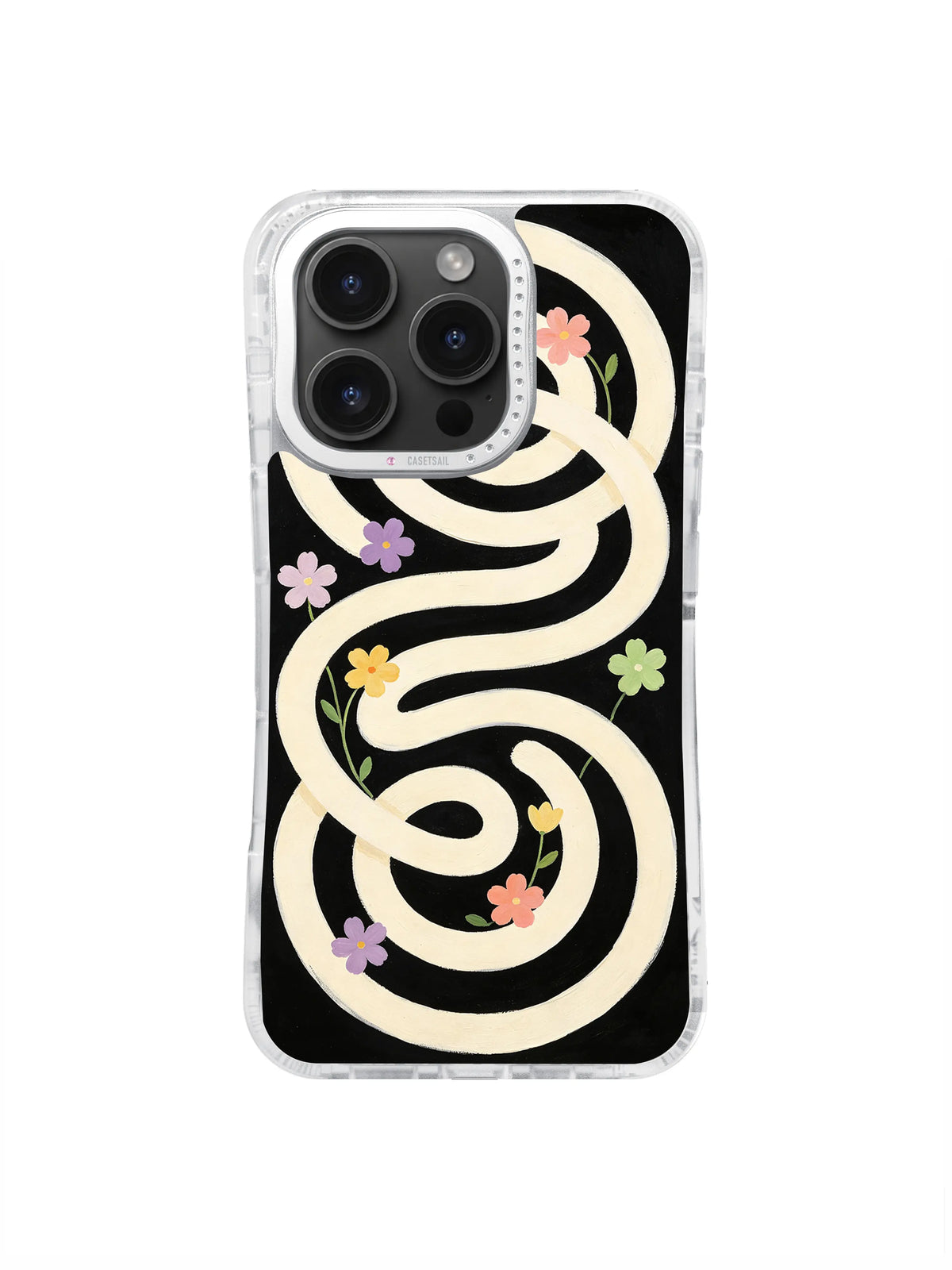 Floral Rhythm Spiral pattern for iPhone 16 Pro Max case