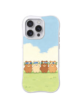 Flower Crown Bears iPhone 14 Pro Max case in Blue Sky Daisy Line artwork