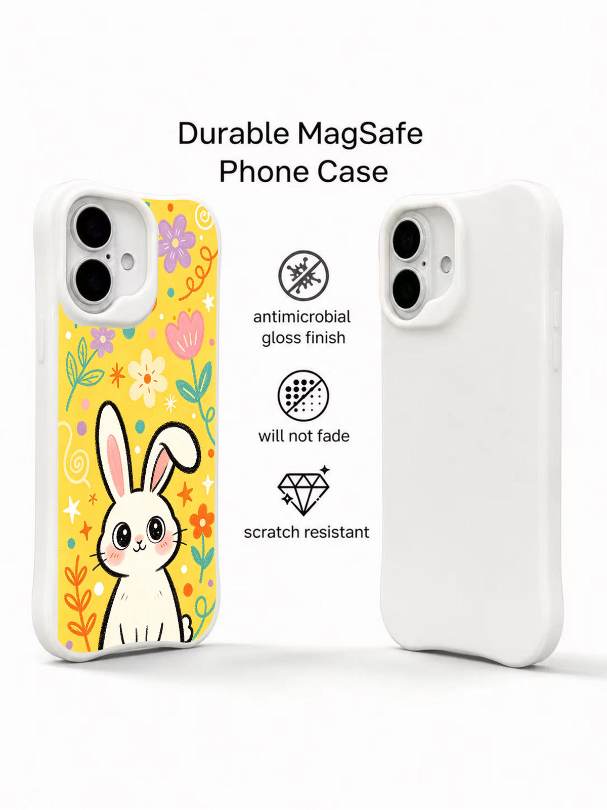 Flower Rabbit iPhone 16 Plus case features